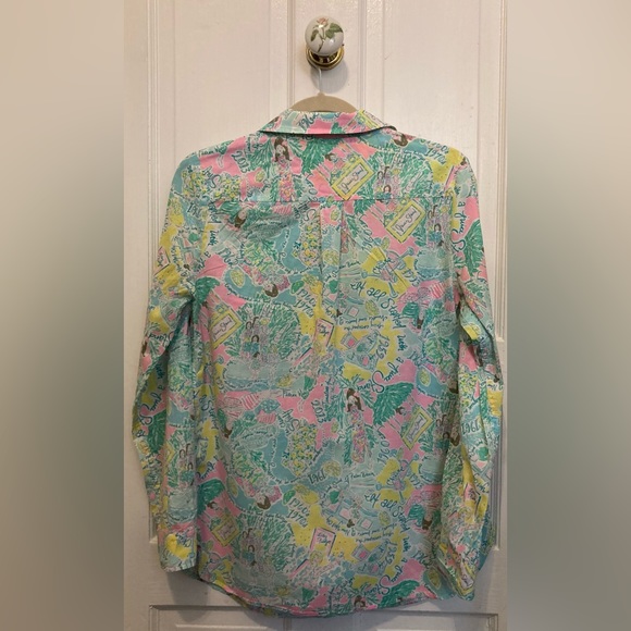Lilly Pulitzer Button Shirt In the Beginning It Started As A Juice Stand Small - Picture 2 of 2